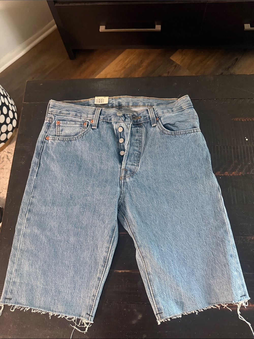 Levi's Light Blue Denim Relaxed Shorts with Button Fly